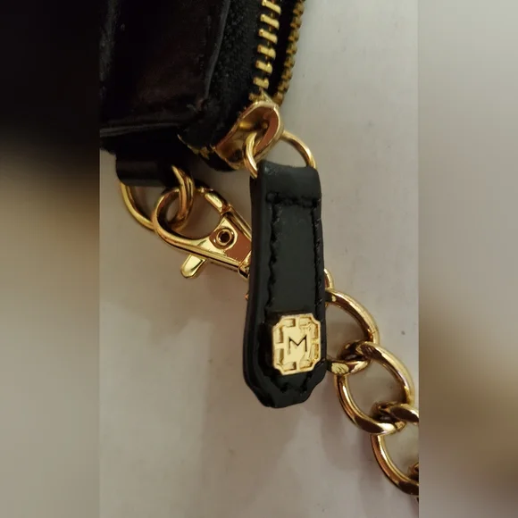 Monet Small 100% Leather Convertble Clutch Purse**Removable Chain Strap - Picture 9 of 9